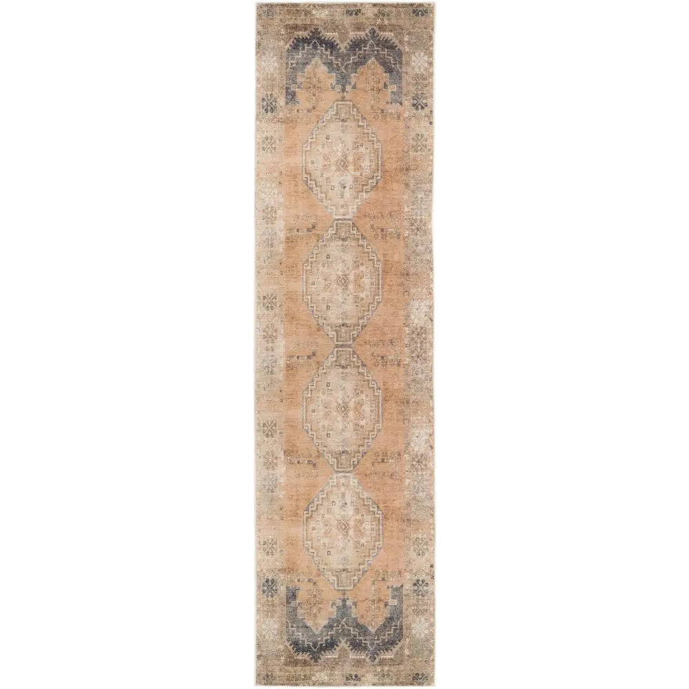 Carrabelle Peach Washable Area Rug - Clearance - * 2’7’’ x 10’ Runner - Boutique Rugs