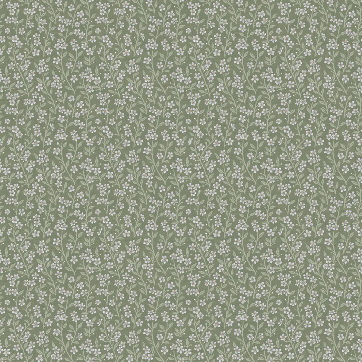 Cass Wallpaper - Petite Flowers on Green - by Danielle Eneh - Loomwell Home Goods