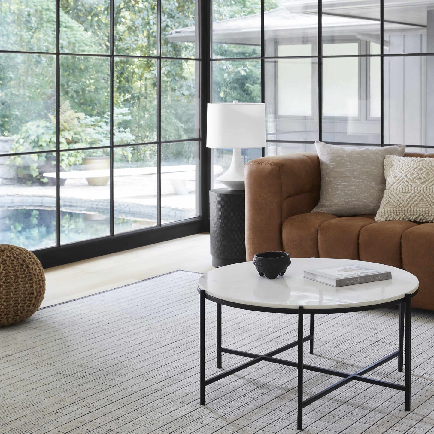 Merrittstown Knitted Jute Pouf - 20’’ x 20’’ x 14’’ Cylinder - Boutique Rugs