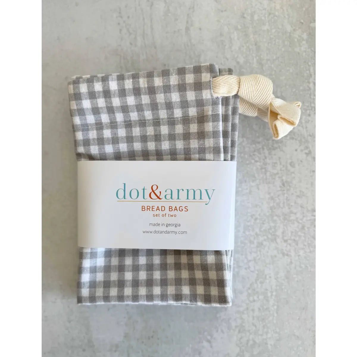 Linen Bread Bags - Silver Check - Set of 2 - Dot and Army