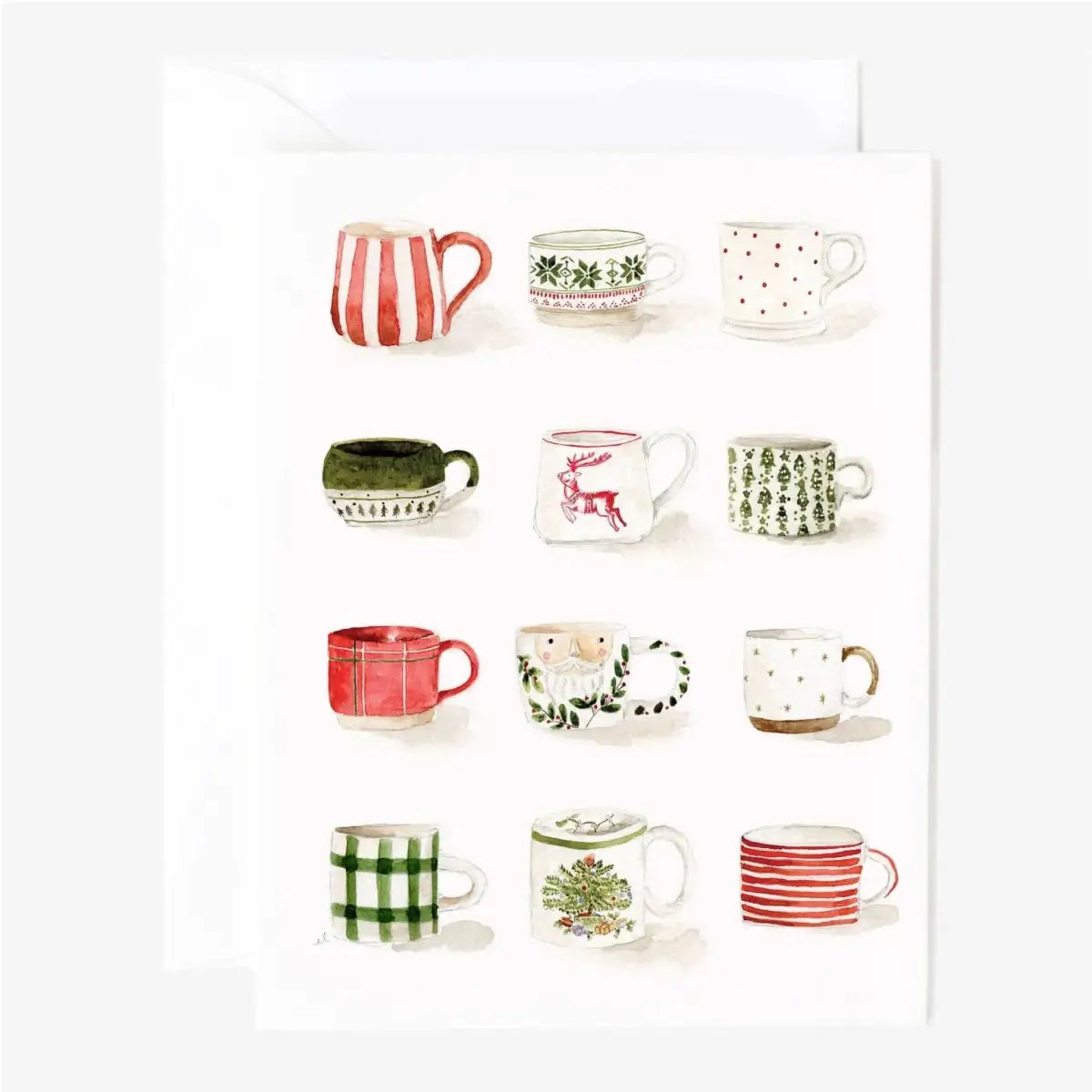 Christmas Notecard - Watercolor Mugs - emily lex studio