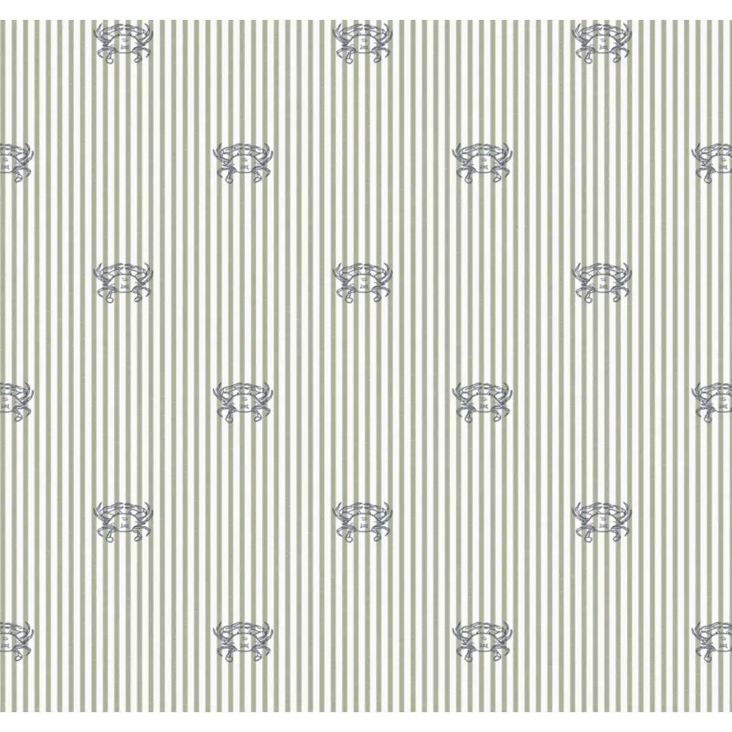 Claude Wallpaper - Crab Seersucker Stripe - by Studio Stephie - Sample 1 foot by 1 foot / Navy on Green - Loomwell Home