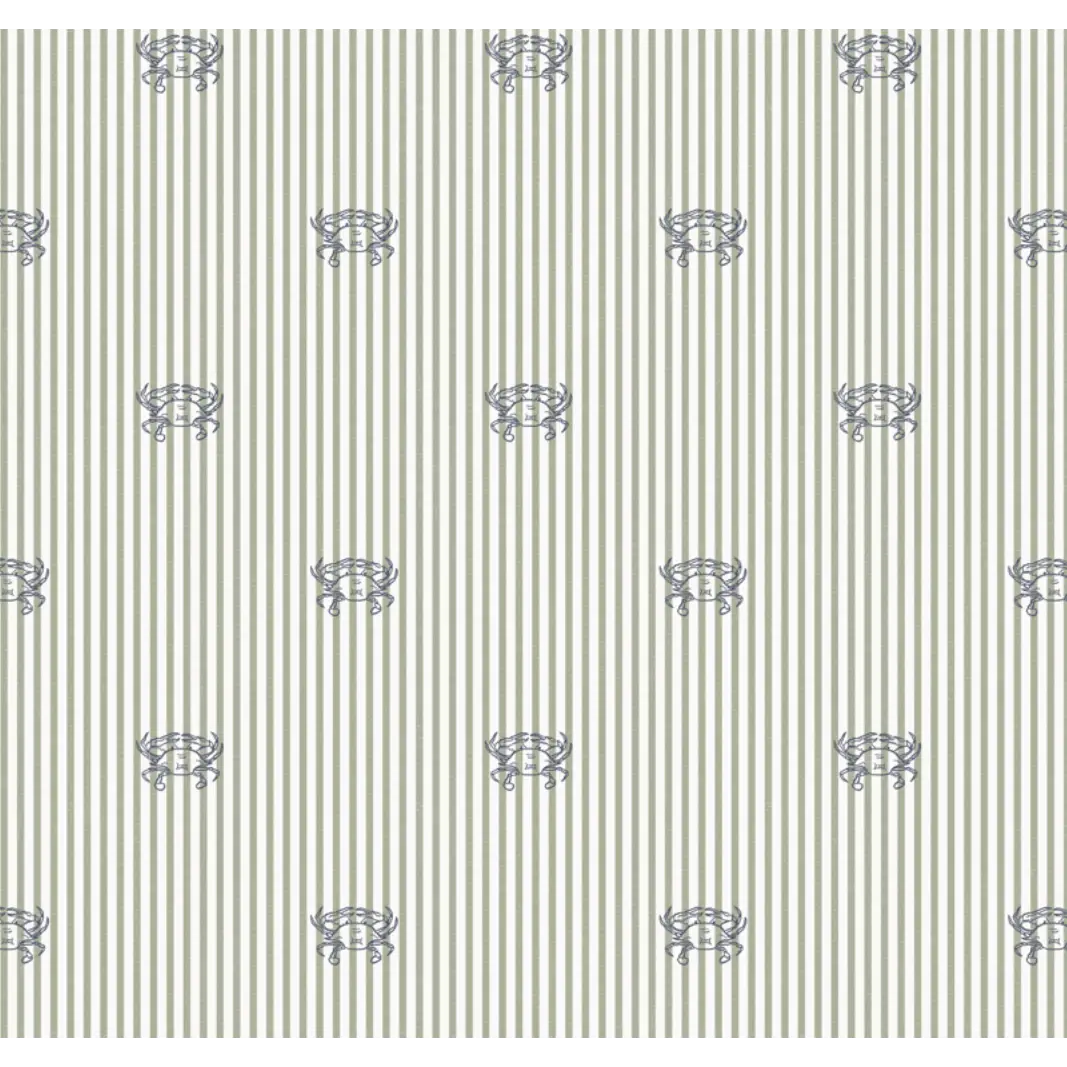Claude Wallpaper - Crab Seersucker Stripe - by Studio Stephie - Sample 1 foot by 1 foot / Navy on Green - Loomwell Home