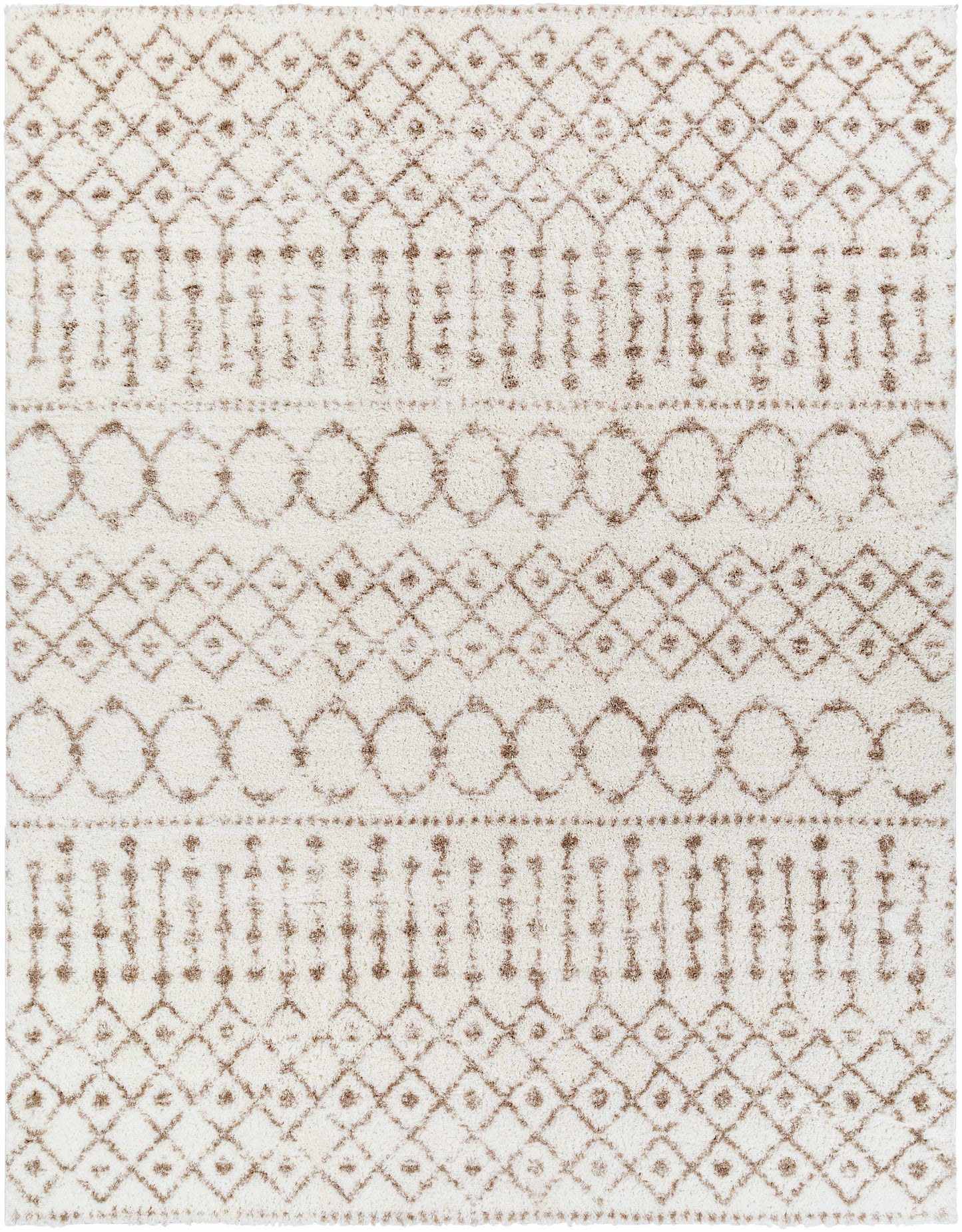 Monarch Cream&Tan Trellis Plush Rug - 7’10’’ x 10’ Rectangle - Rugs