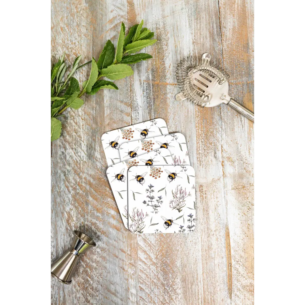 Coaster Set - Bees & Honeysuckle - Set Of 4 Coasters - Toasted Crumpet (US Duties Paid)