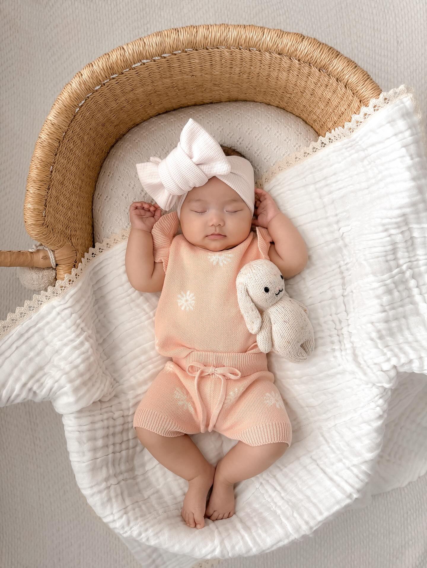 Organic Knit Short Set - Coral Daisies - Harp Angel Boutique