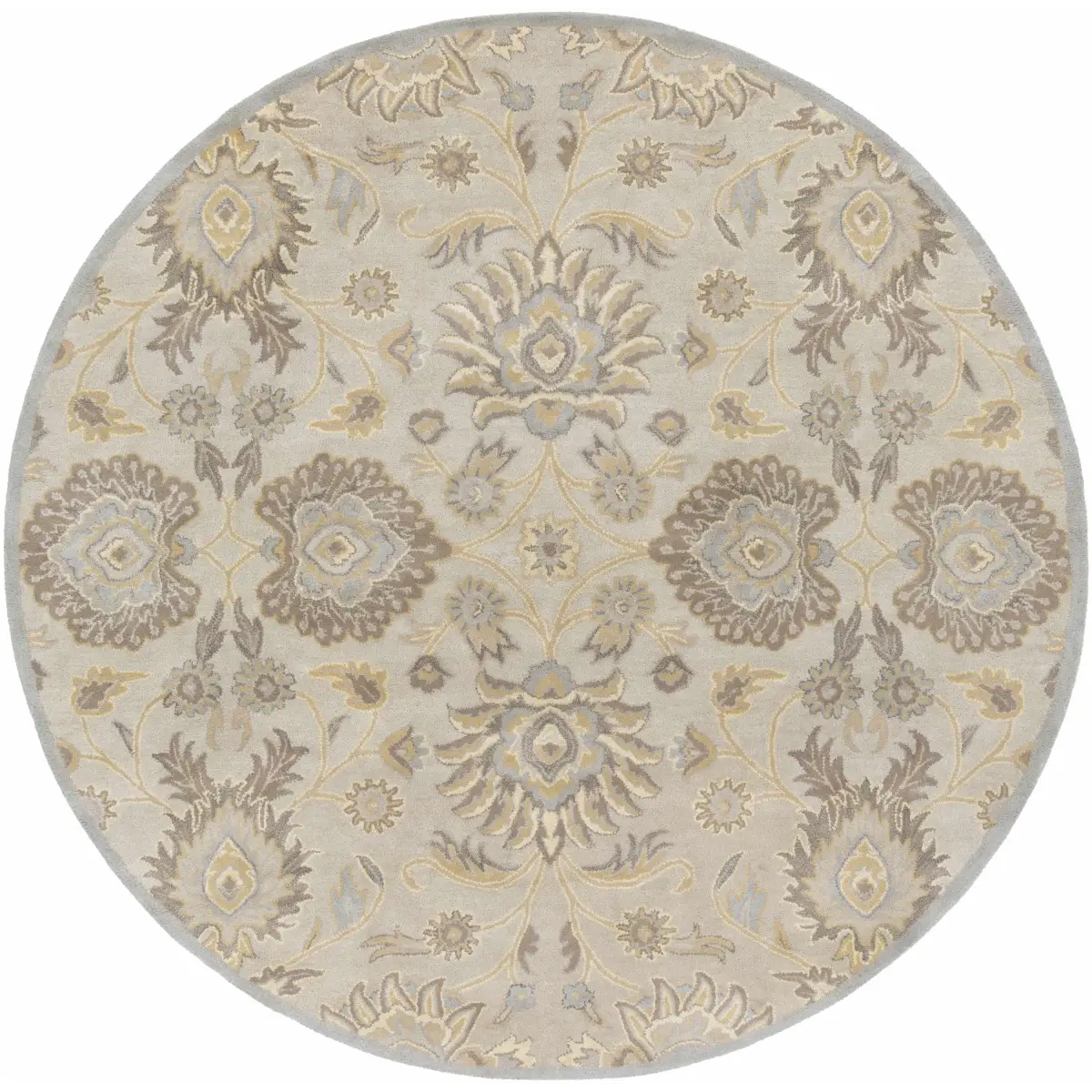 Conesus Hand Tufted Ivory & Taupe Wool Rug - 4’ Round - Boutique Rugs