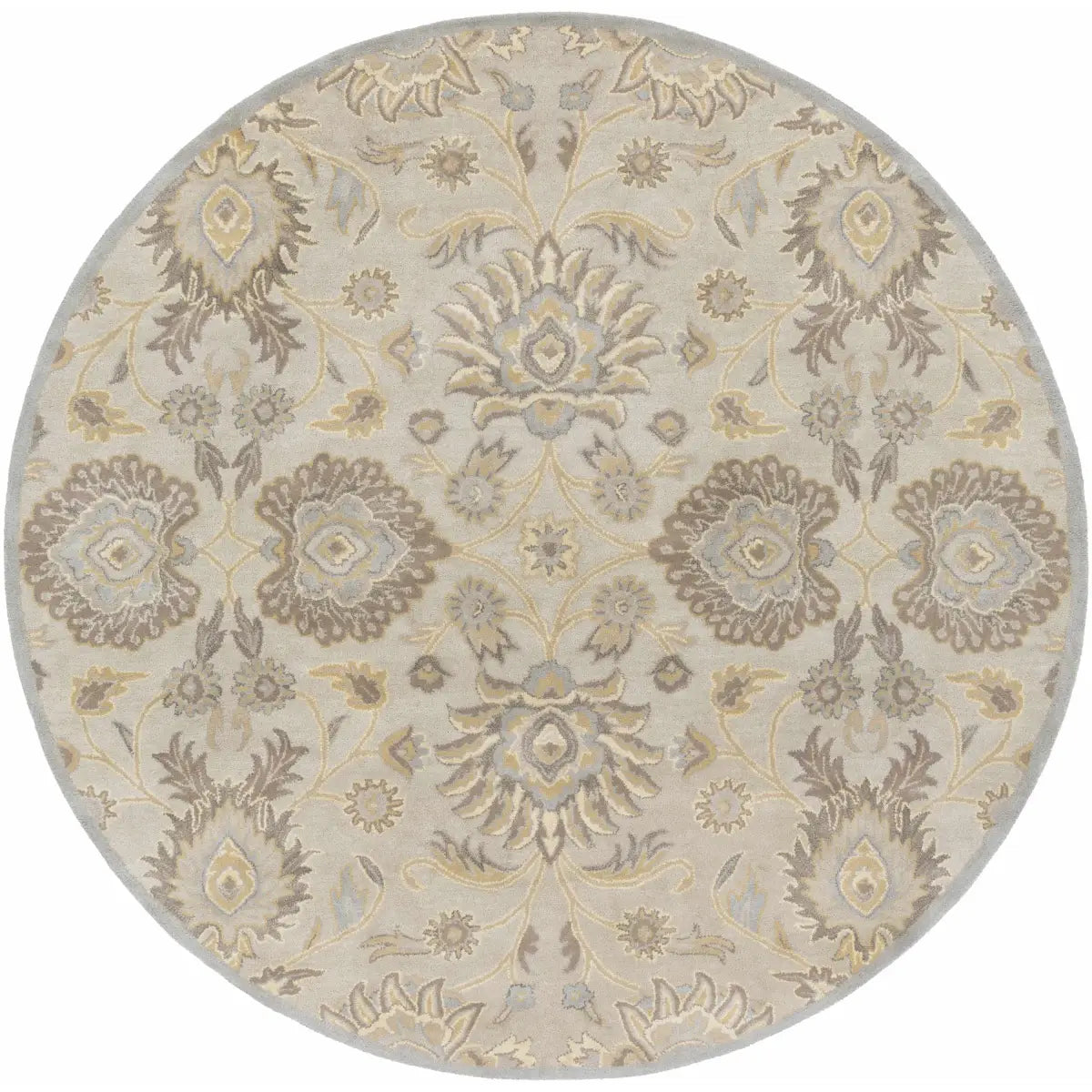 Conesus Hand Tufted Ivory & Taupe Wool Rug - 4’ Round - Boutique Rugs
