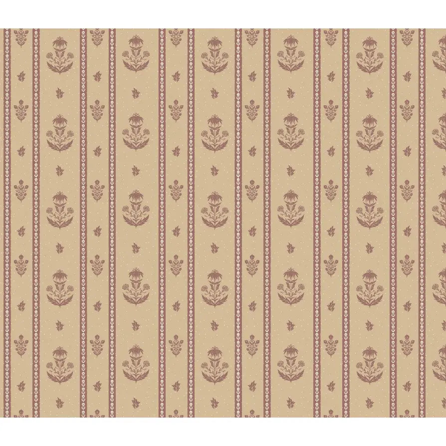 Cordelia Wallpaper - Floral Cottage Stripe - by Danelys Sidron - Sample 1 foot by 1 foot / Rose / Small Scale