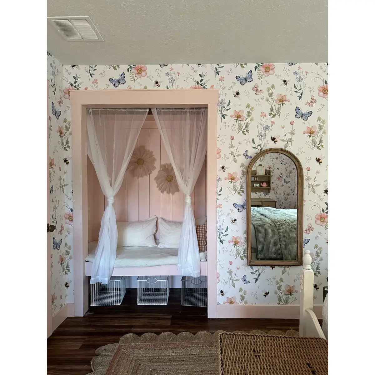 Cosette Wallpaper - Bees Butterflies and Flowers - by Clara McAllister - Loomwell Home Goods