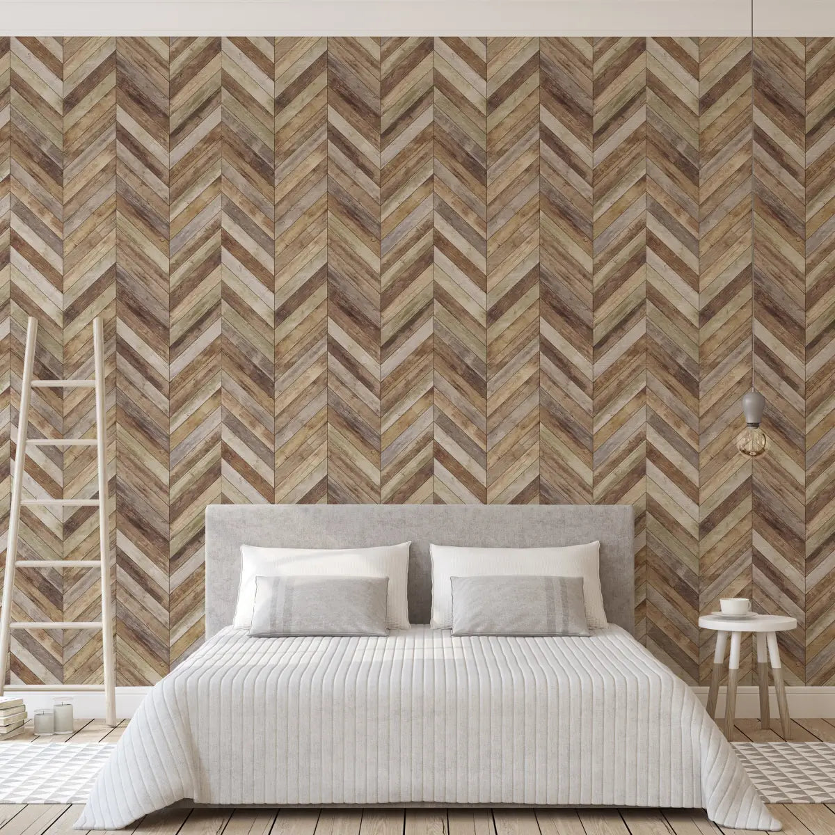 Courtney Wallpaper - Chevron Wood Pattern - Loomwell Home Goods