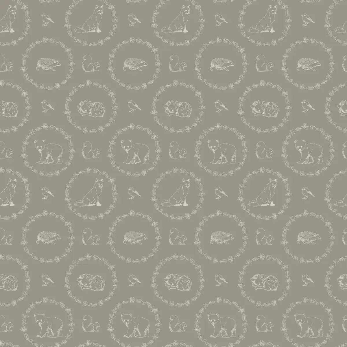 Covey Wallpaper - Elegant Forest Animals - by Fede Volpato - Sample 1 foot by 1 foot / Sage - Loomwell Home Goods