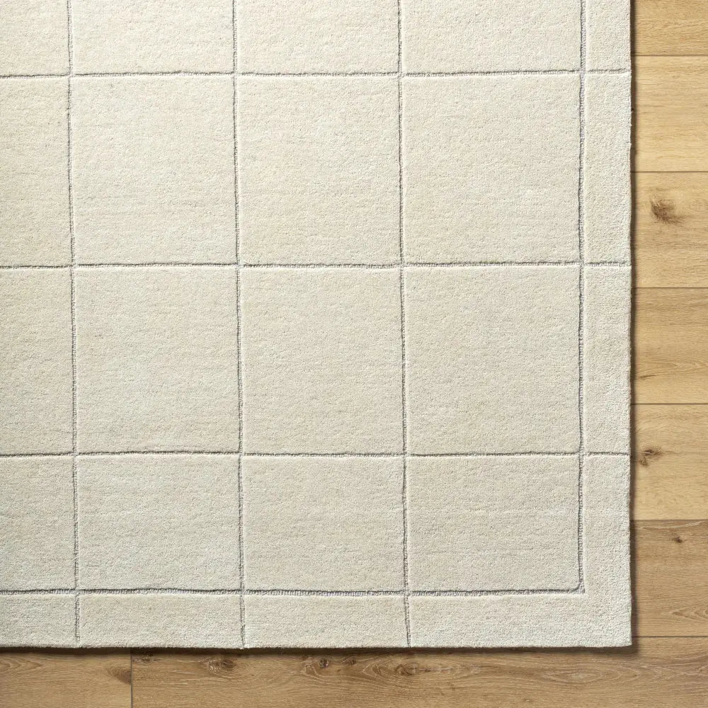 Cream Checkered Wool Area Rug - Boutique Rugs