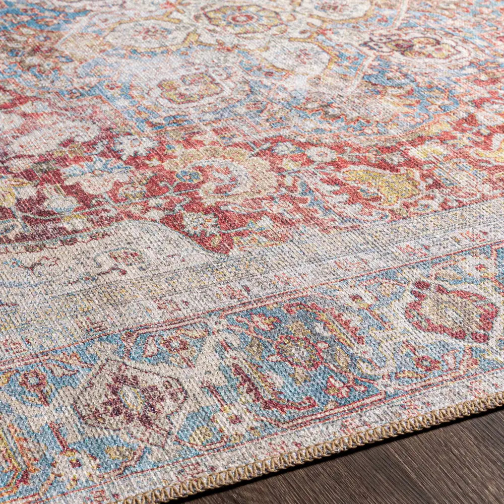 Cream Rust Leeston Vintage Washable Area Rug - Clearance - 5’3’’ x 7’3’’ Rectangle - Boutique Rugs