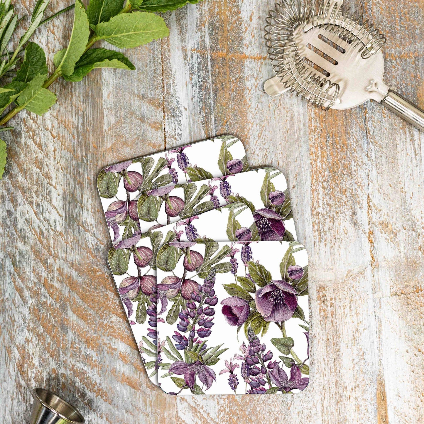 Coaster Set - Mulberry - Set Of 4 Coasters - Toasted Crumpet