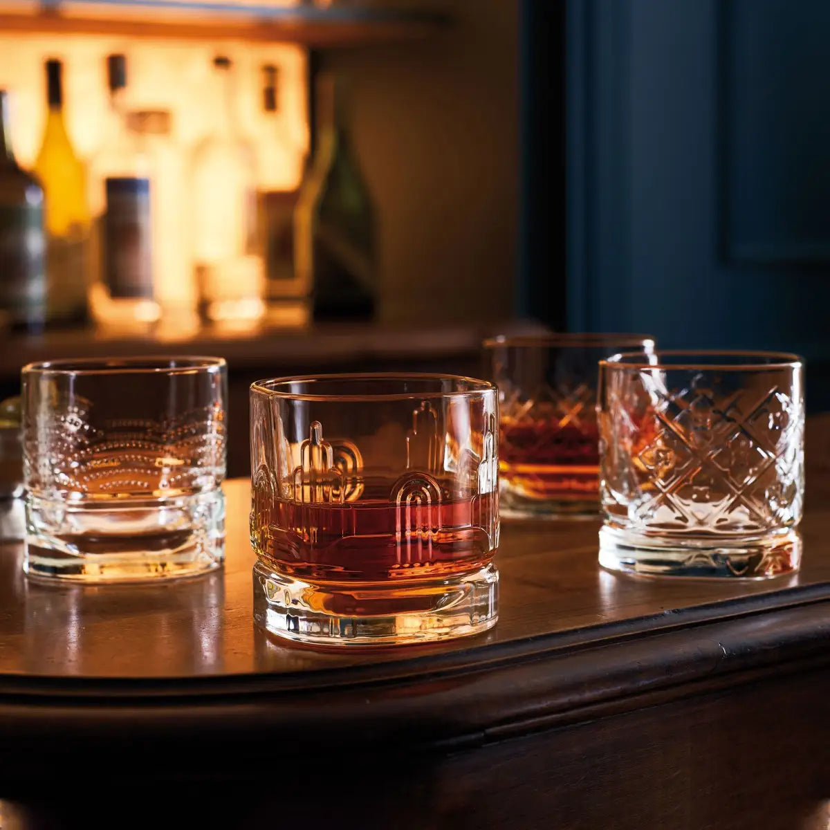 Dandy Whiskey Glasses - Assorted Designs - Set of 4 - La Rochere NA