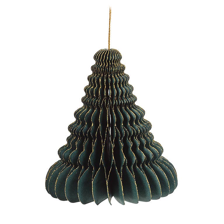 Pleat Fancy Tree Ornament - Green - 4’’H - Abbott