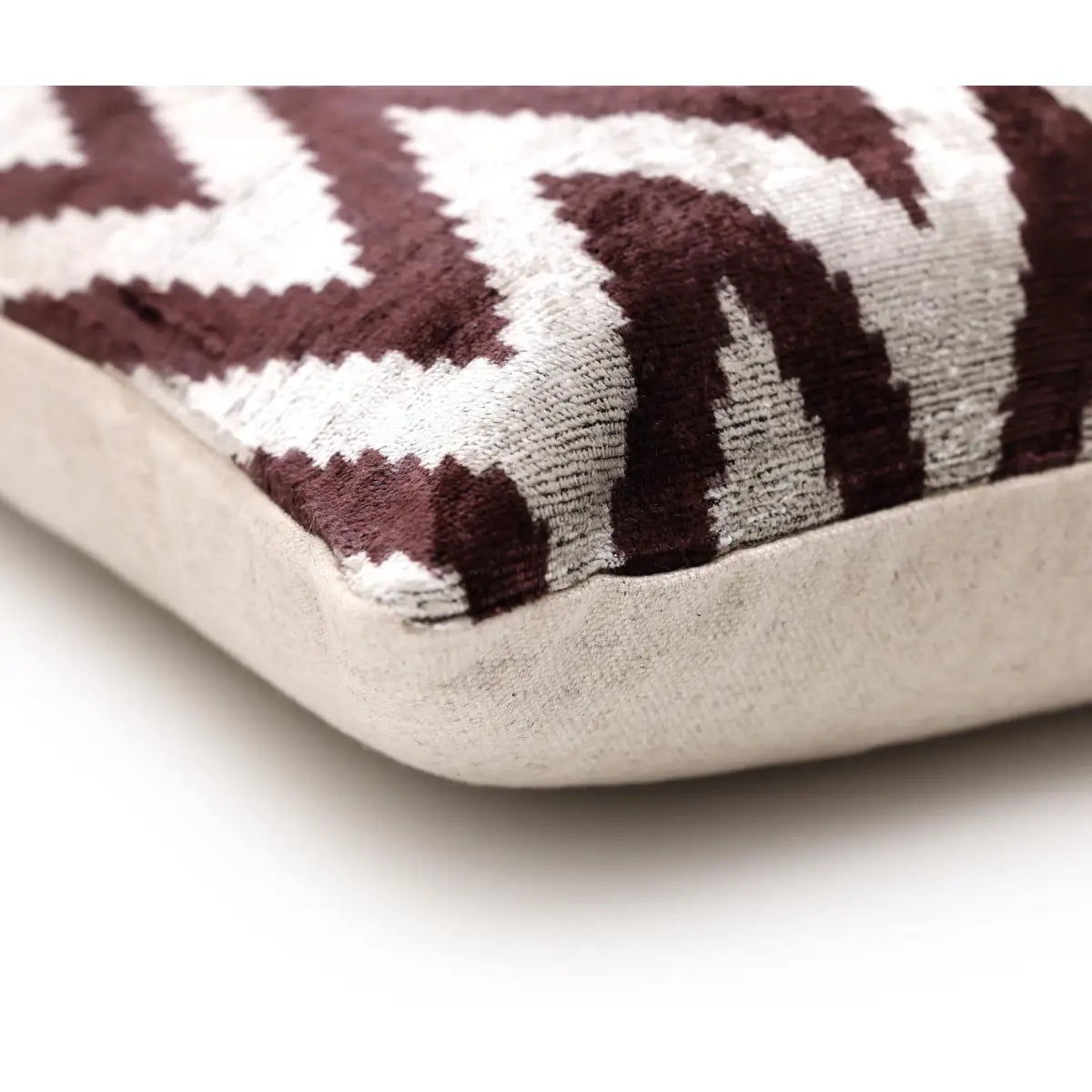 Deep Wine & Silver Chevron Velvet Pillow - 20’’ x 20’’ - Canvello