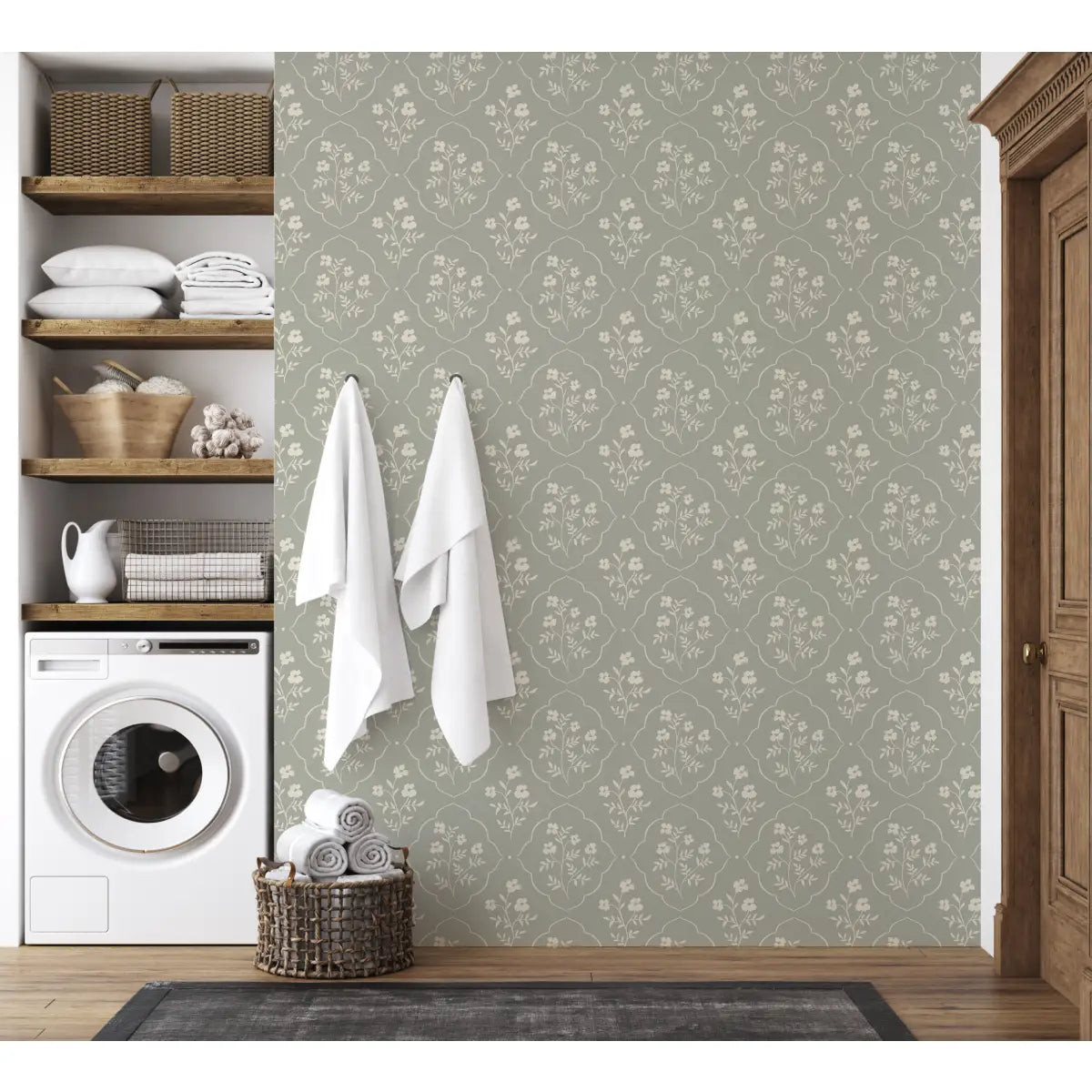 Della Wallpaper - Delicate Flower Medallion - by Daphne and Sage - Loomwell Home Goods