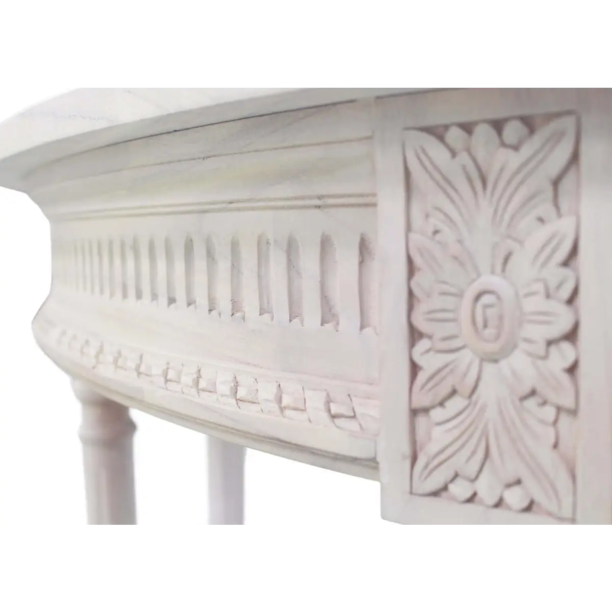 Demilune Hall Table - White Wash Wood - Ave Home