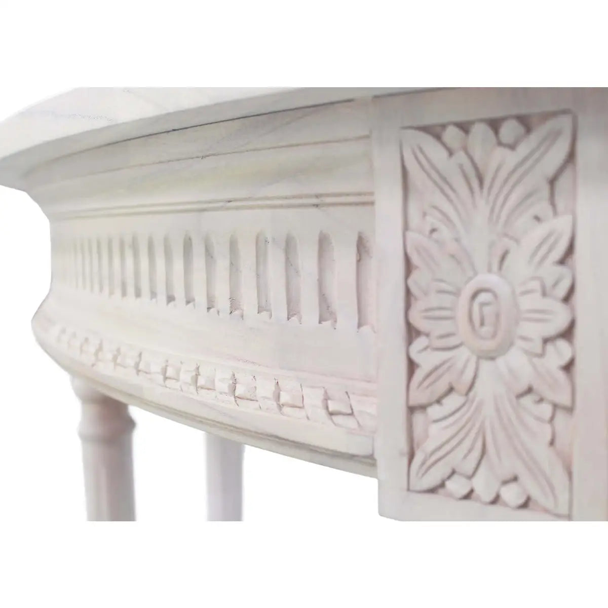 Demilune Hall Table - White Wash Wood - Ave Home