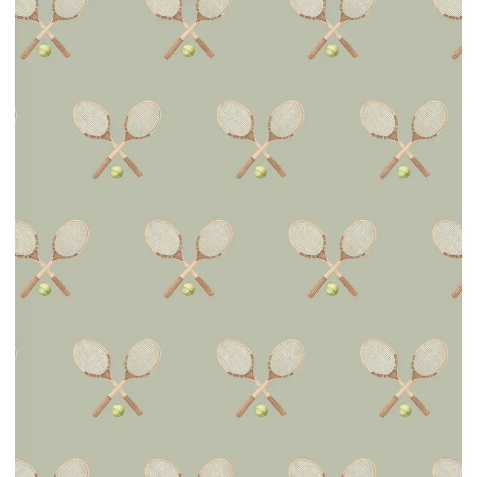 Deuce Wallpaper - Tennis - by Hailey Kiefer - Sample 1 foot by 1 foot / Light Green - Loomwell Home Goods