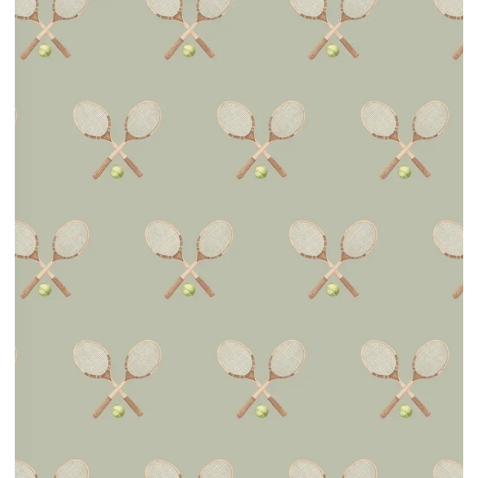 Deuce Wallpaper - Tennis - by Hailey Kiefer - Sample 1 foot by 1 foot / Light Green - Loomwell Home Goods