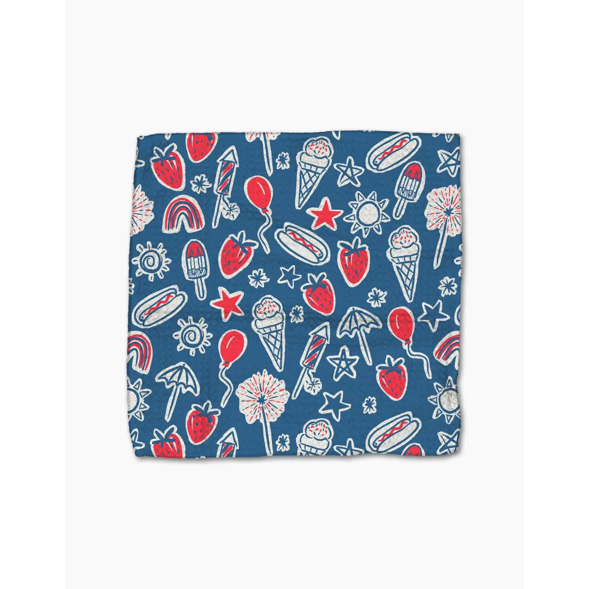 Dishcloth Set - Summer Fun in Blue - Set of 3 Patriotic - Geometry