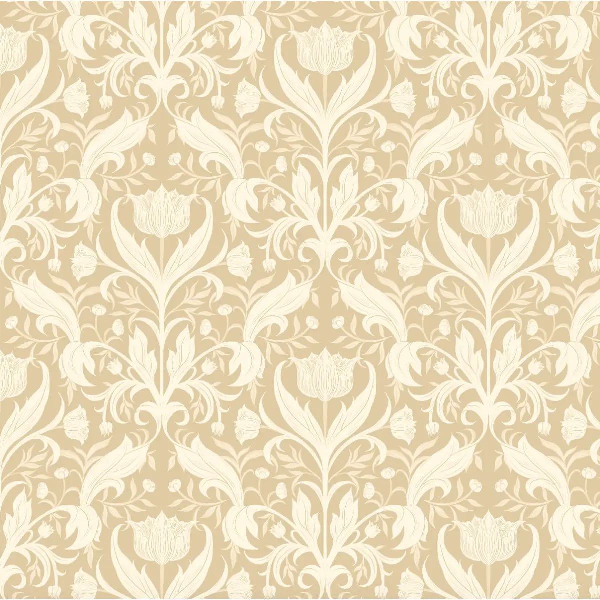 Dorthea Wallpaper - Stylized Tulips - by Ali Anni - Sample 1 foot by 1 foot / Yellow - Loomwell Home Goods
