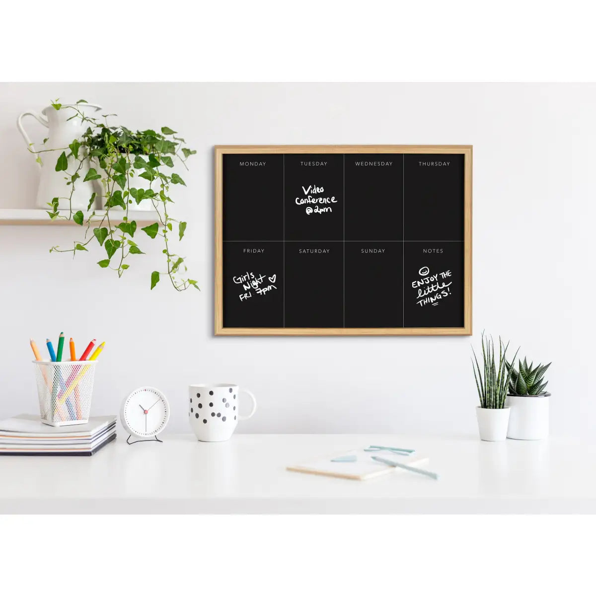 Dry Erase Board - This Week Black - Framed Printed Glass - Black - kateandlaurel