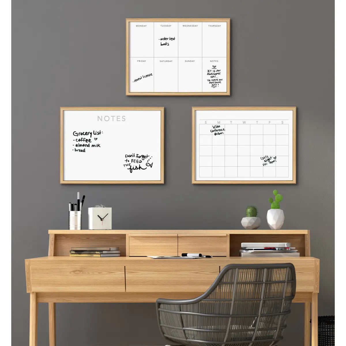 Dry Erase Board - This Week - Framed Printed Glass - White - kateandlaurel