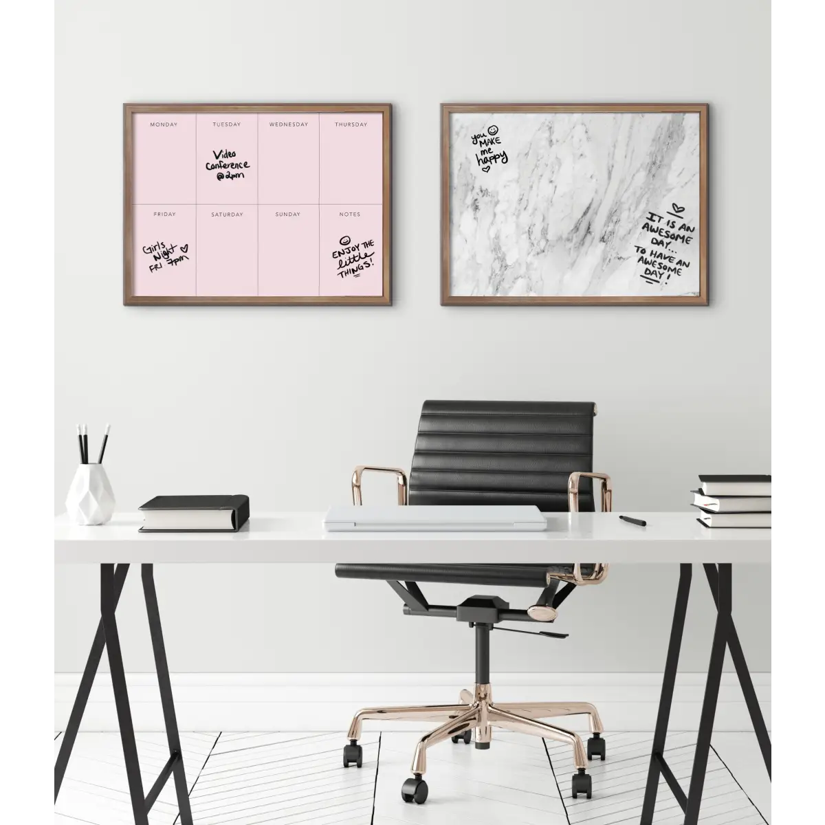 Dry Erase Board - This Week - Pink Framed Printed Glass - kateandlaurel