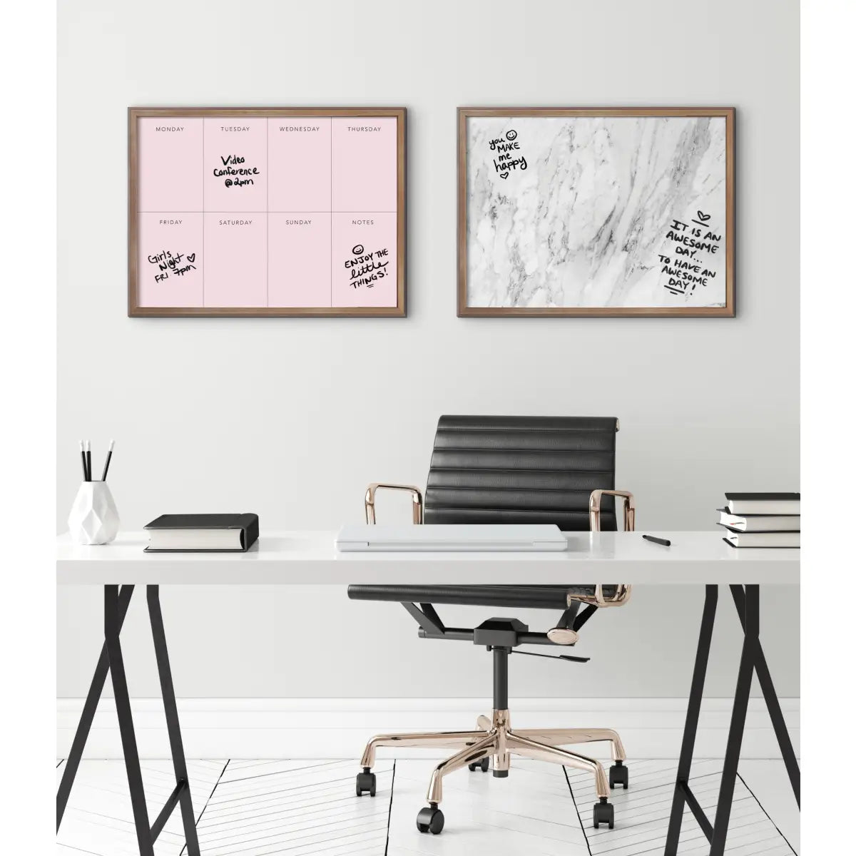 Dry Erase Board - This Week - Pink Framed Printed Glass - kateandlaurel