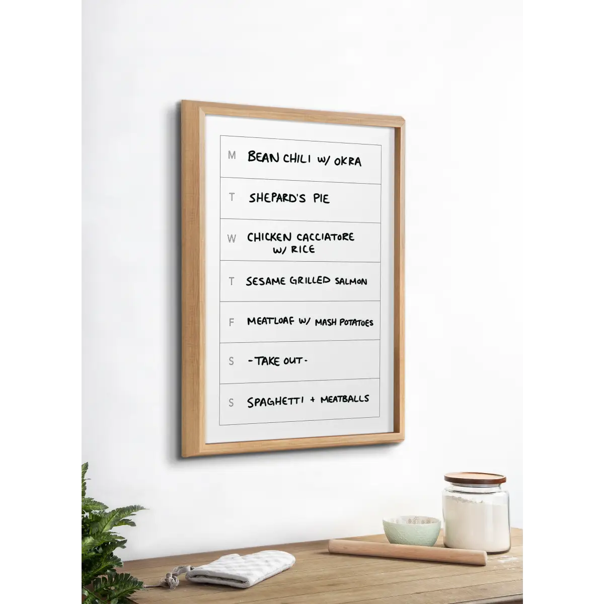 Dry Erase Board - Weekly Menu - Framed Printed Glass - kateandlaurel