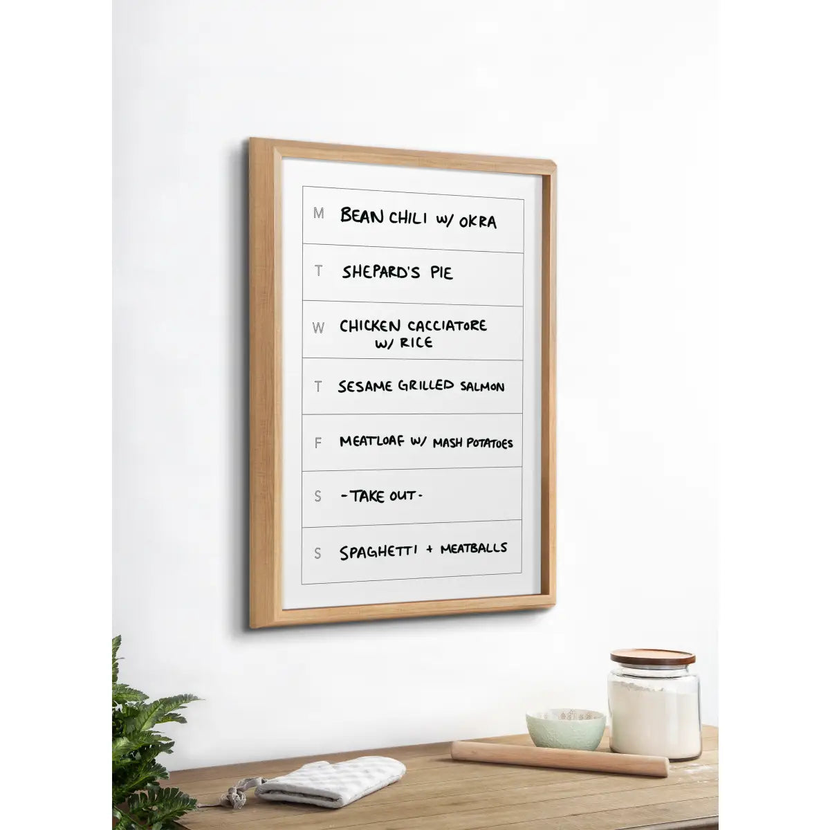 Dry Erase Board - Weekly Menu - Framed Printed Glass - kateandlaurel