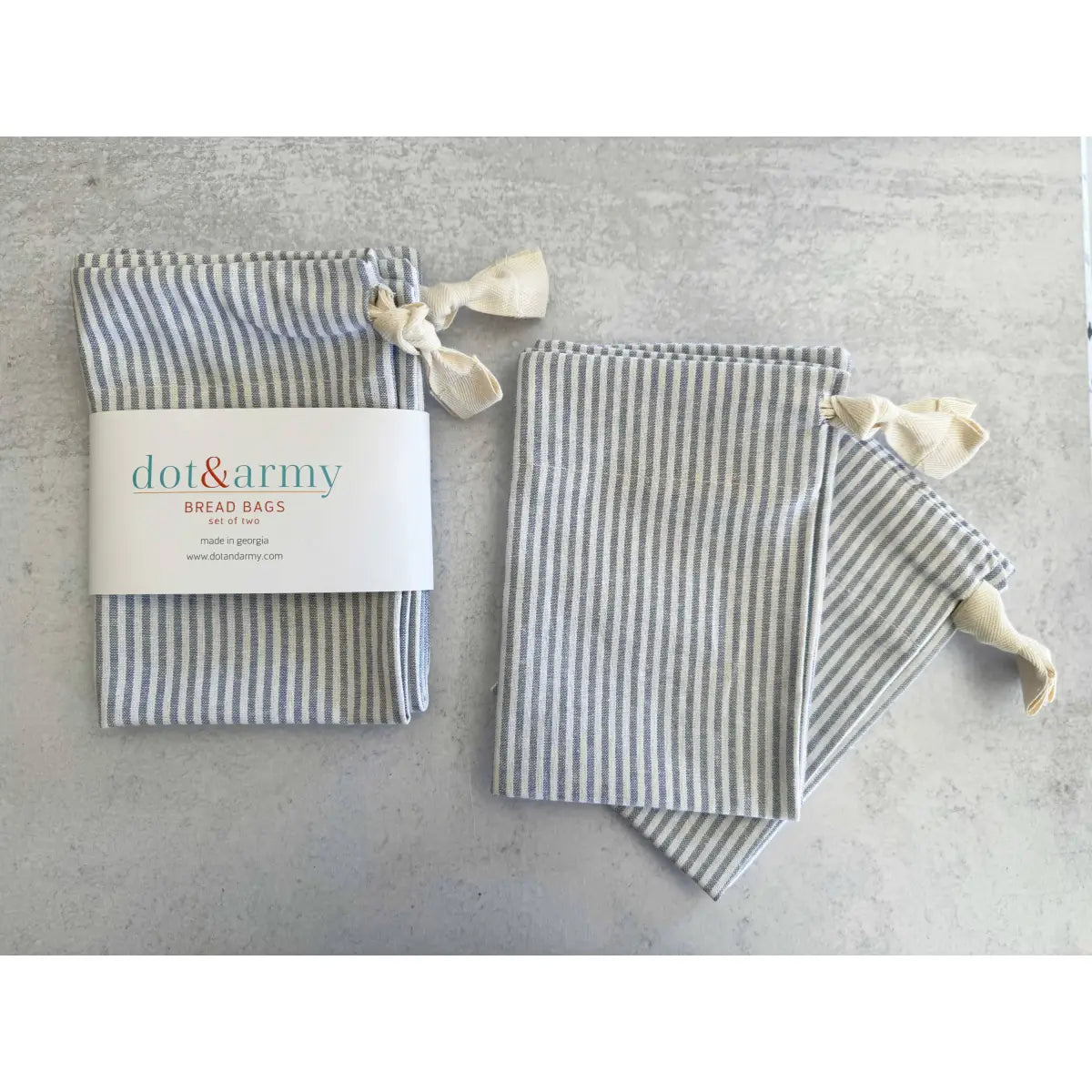 Linen Bread Bags - Dusty Blue Stripe - Set of 2 - Dot and Army