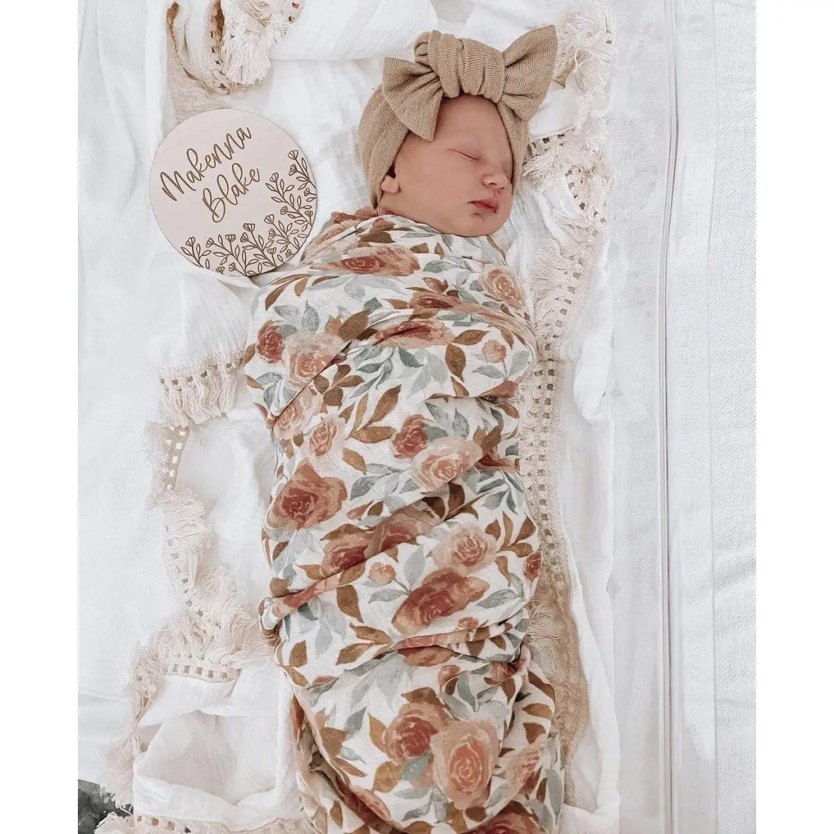 Dusty Pink Floral Muslin Swaddle Blanket - Harp Angel Boutique