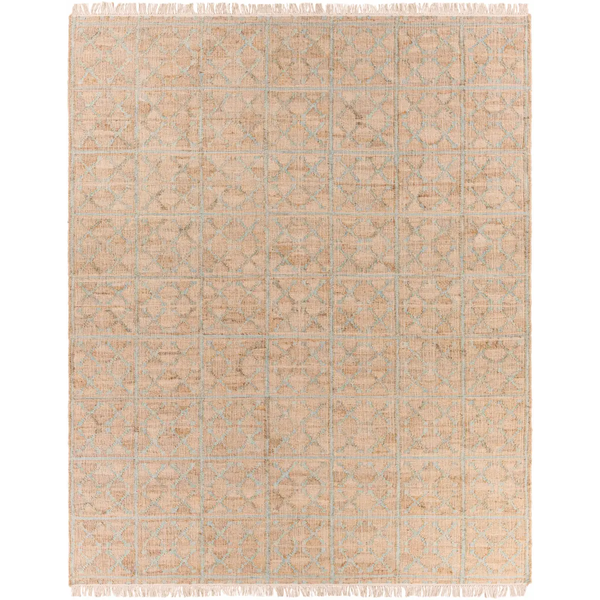 Dusty Sage Fringed Jute Carpet - 8’ x 10’ Rectangle - Boutique Rugs