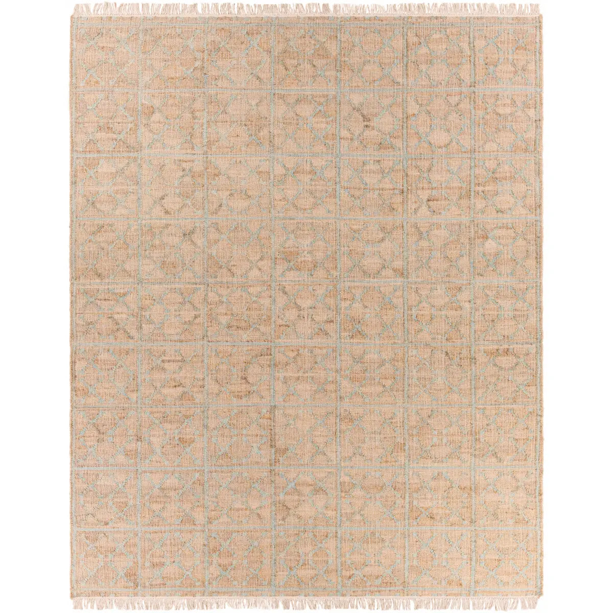 Dusty Sage Fringed Jute Carpet - 8’ x 10’ Rectangle - Boutique Rugs