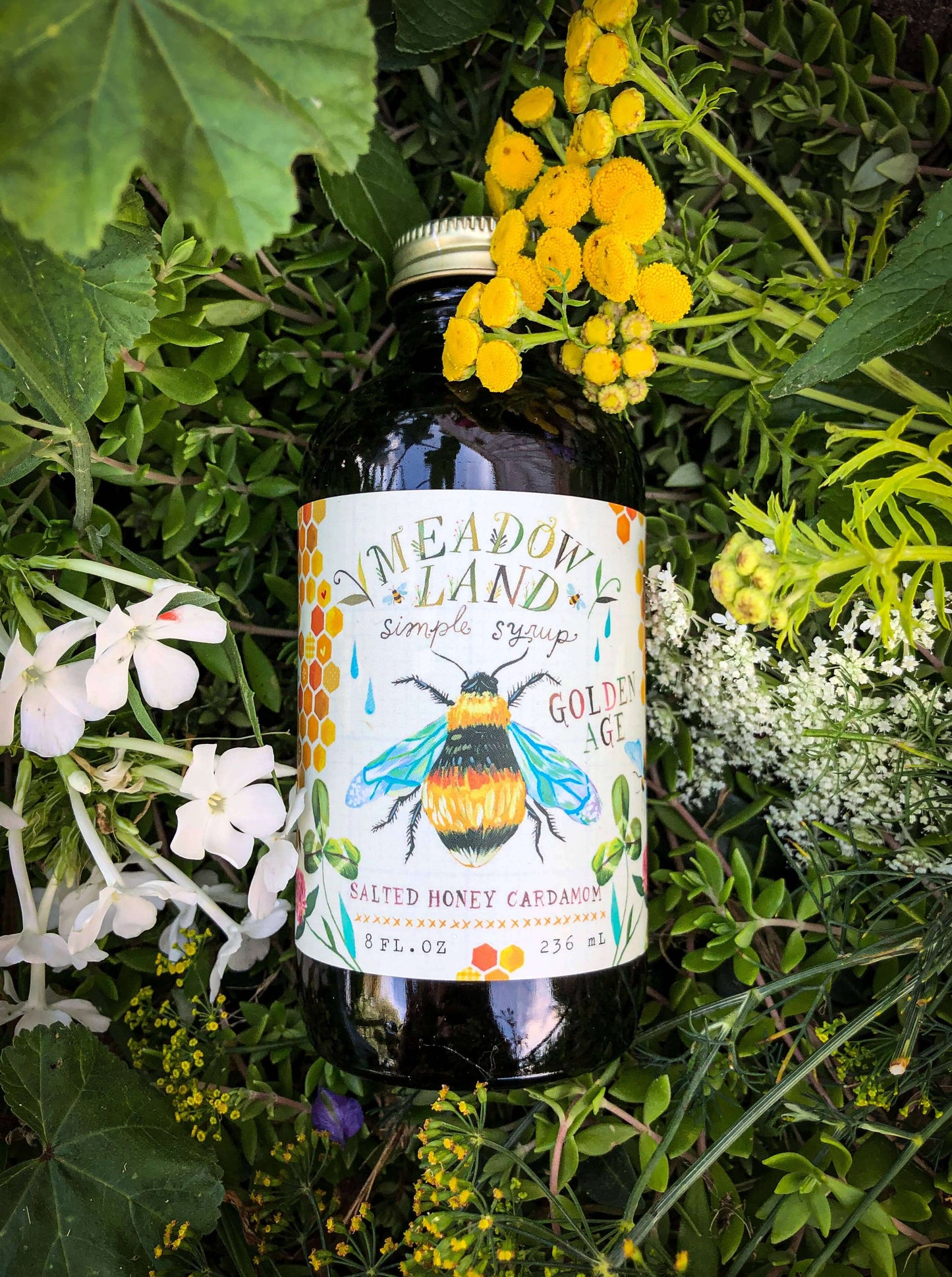 Golden Age Simple Syrup - Honey & Cardamom - Coffee or Cocktails - Meadowland Syrup