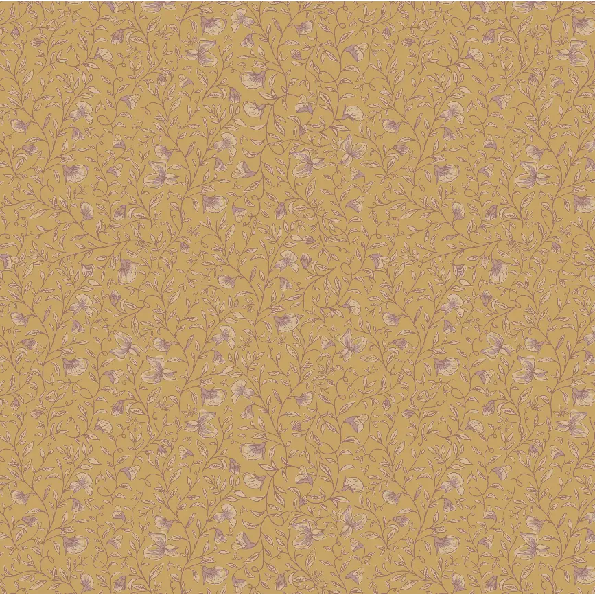 Edelweiss Wallpaper - Floral Vines - by Danelys Sidron - Sample 1 foot by 1 foot / Golden / Large - Loomwell Home Goods