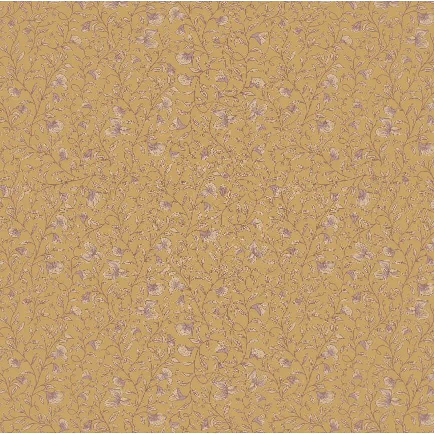 Edelweiss Wallpaper - Floral Vines - by Danelys Sidron - Sample 1 foot by 1 foot / Golden / Large - Loomwell Home Goods
