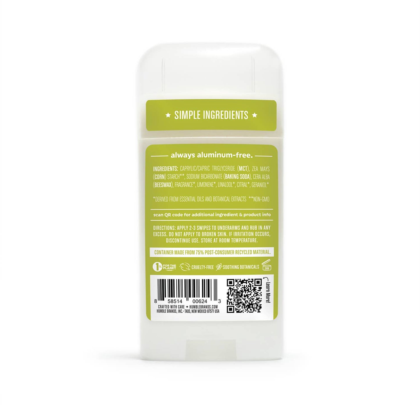 Natural Deodorant - Bergamot & Ginger - Humble Brands Inc.