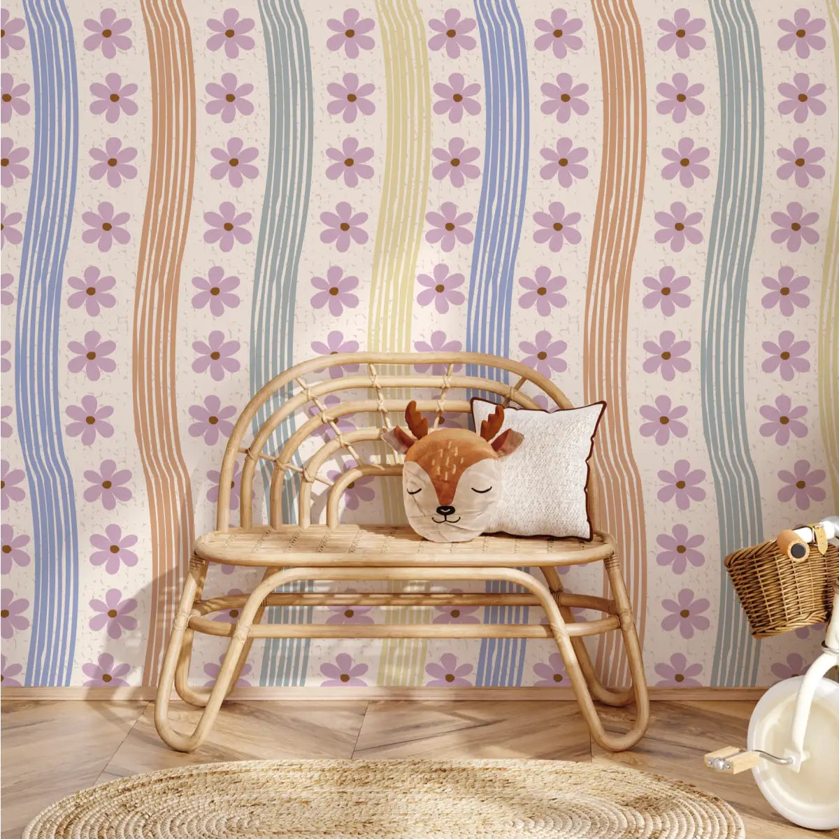Effie Wallpaper - Wavy Mod Flowers - by Jun Shu Create - Loomwell Home Goods