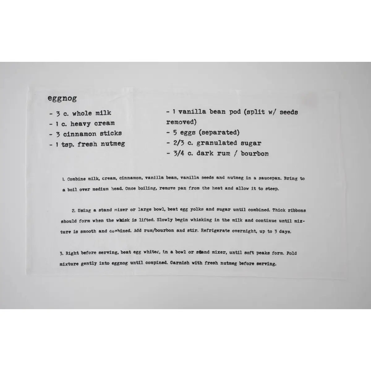 Eggnog Family Recipe Tea Towel - Heirloomed Collection