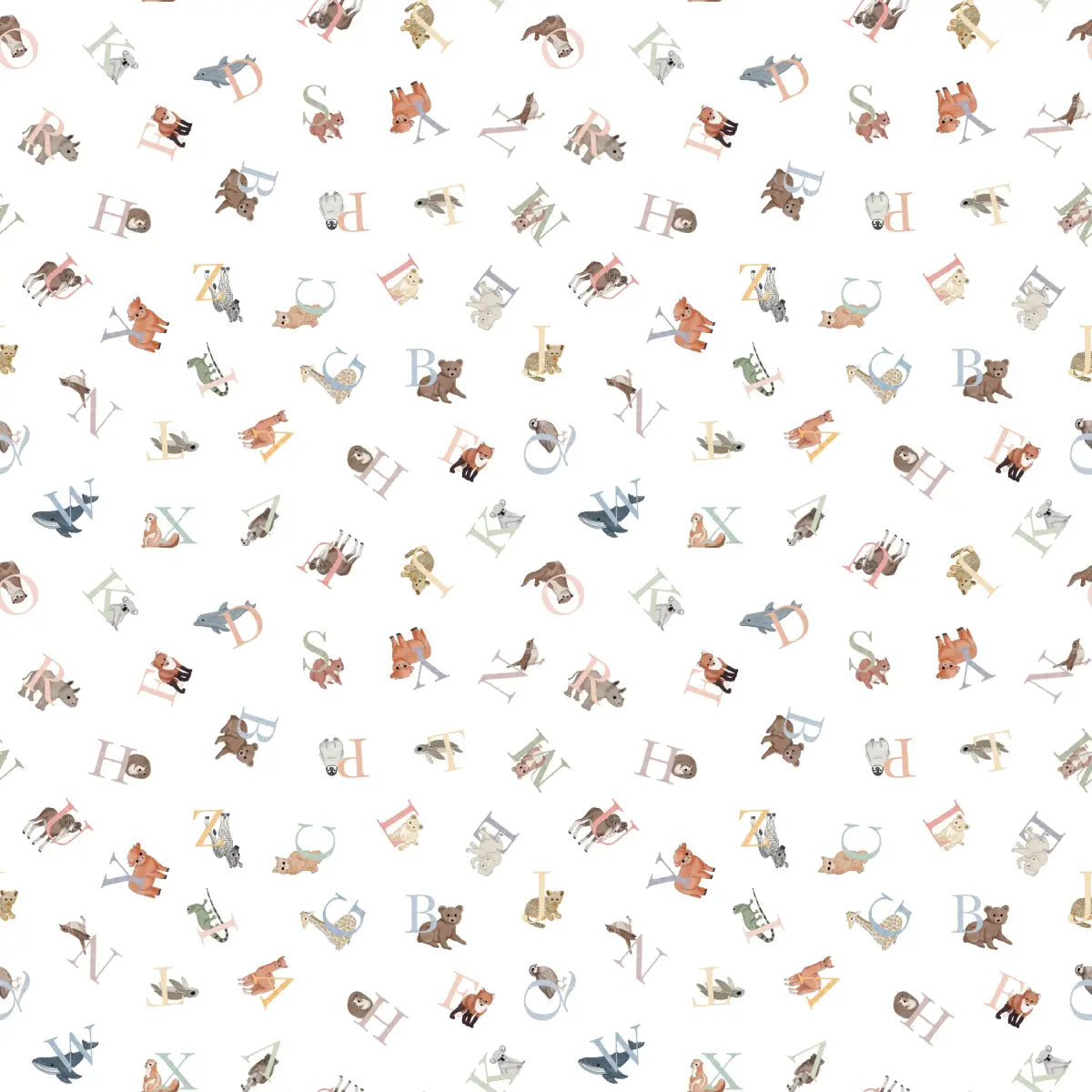 Eli Wallpaper - Alphabet for Kids - by Fede Volpato - Sample 1 foot by 1 foot / White - Loomwell Home Goods