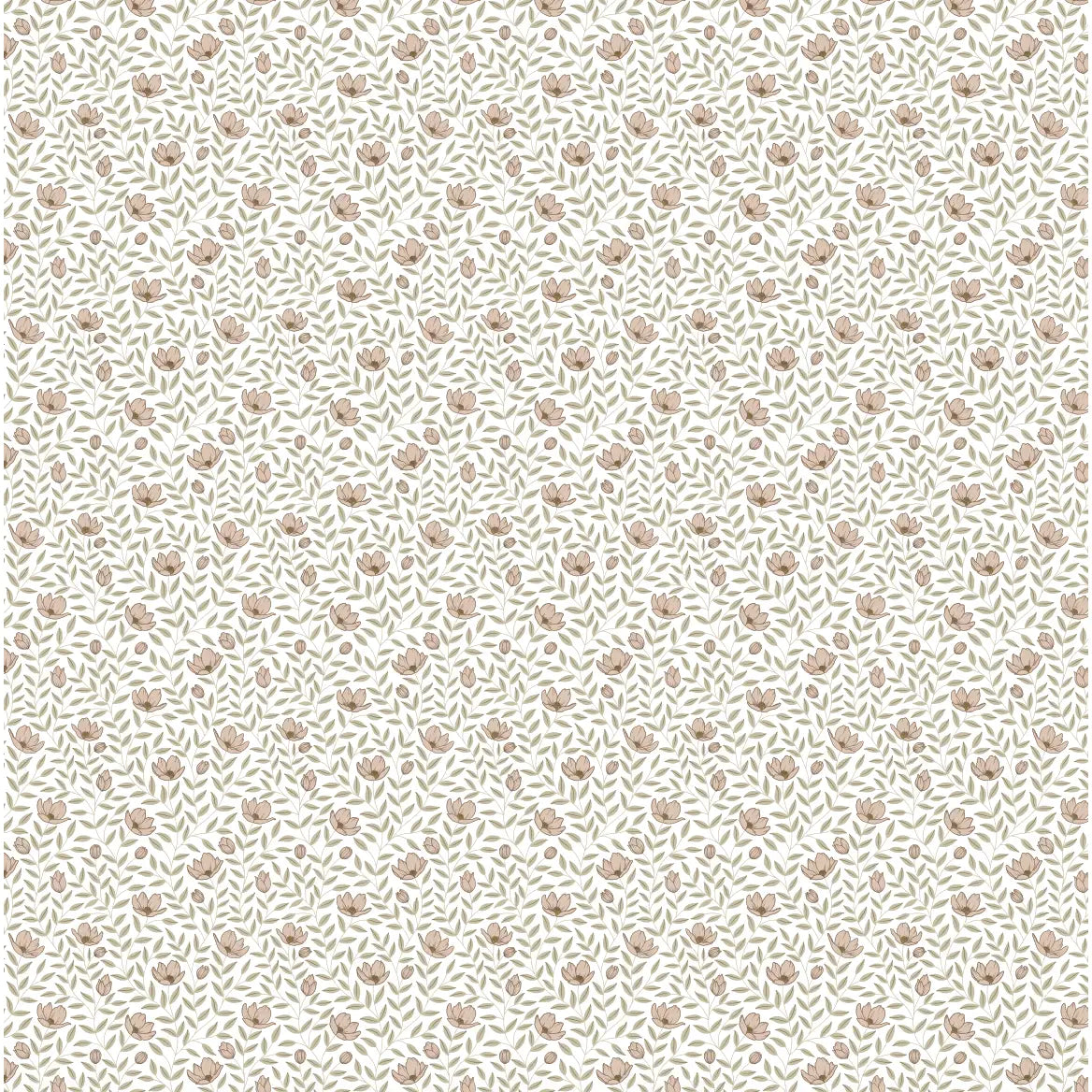 Eliana Wallpaper - Sweet Flowers - by Kourtni Gunn - Sample 1 foot by 1 foot / Green and Beige - Loomwell Home Goods