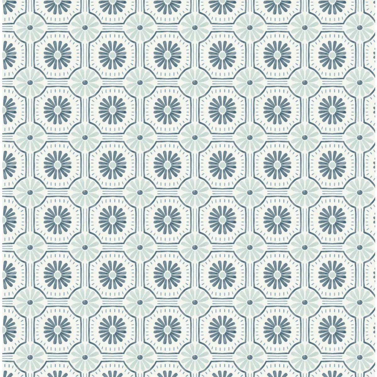 Eliza Wallpaper - Daisy Dots - by Amanda Houston - Sample 1 foot by 1 foot / Blue - Loomwell Home Goods