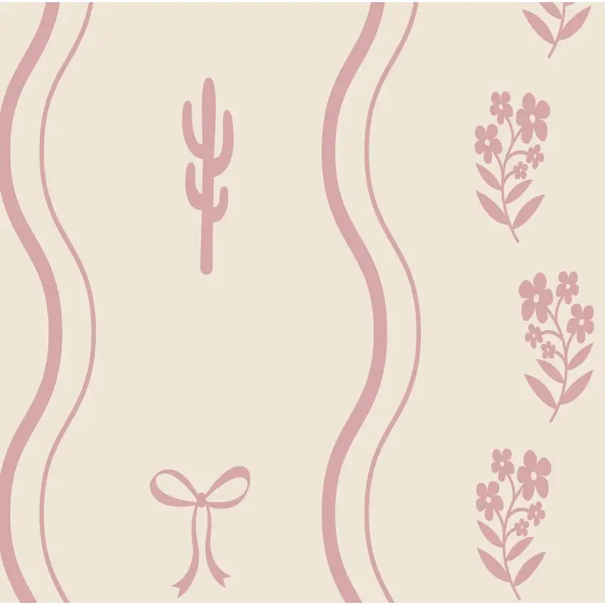 Ellyn Wallpaper - Sweet Wavy Cottage Stripe - by Danielle Chandler Design - Sample 1 foot by 1 foot / Cream and Pink