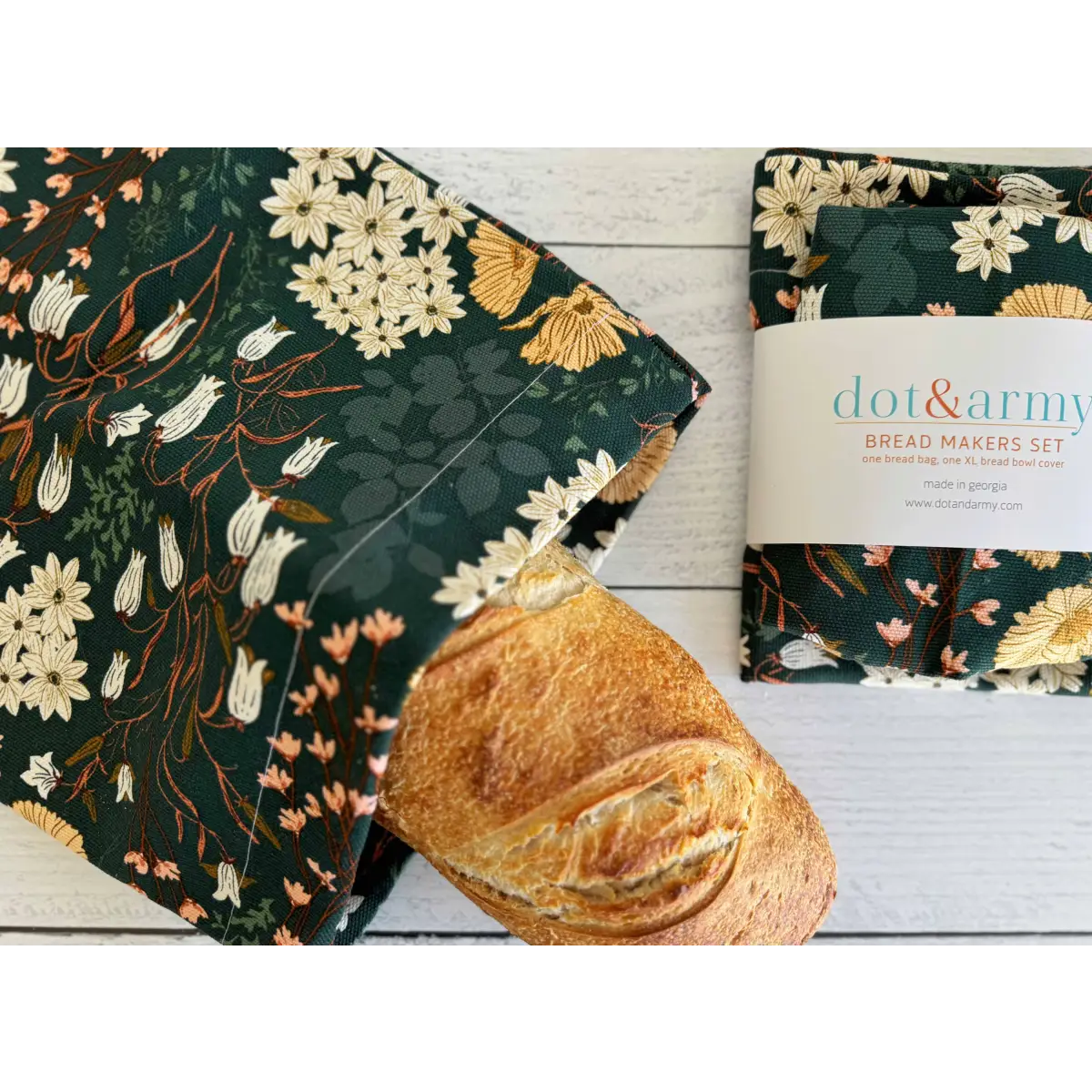 Bread Makers Set - Enchanted Garden - Bread Bag and Bowl Cover - Dot and Army